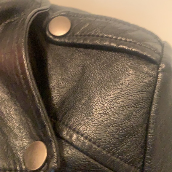 Black faux leather biker style jacket for women size M - Picture 7 of 11